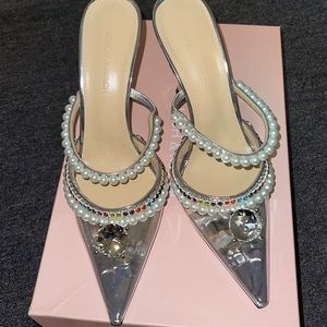 MACH & MACH Diamond Of Elizabeth Embellished PVC Mules